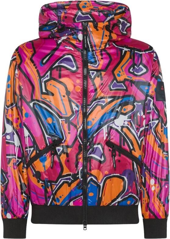 Peuterey Smooth bomber jacket with all-over print Rood Heren