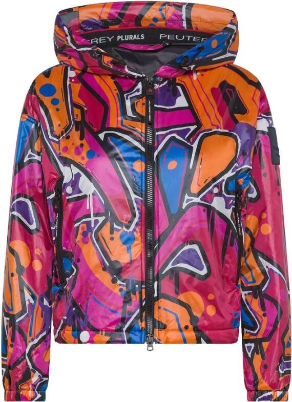 Peuterey Smooth recycled nylon bomber jacket with all-over print Rood Dames