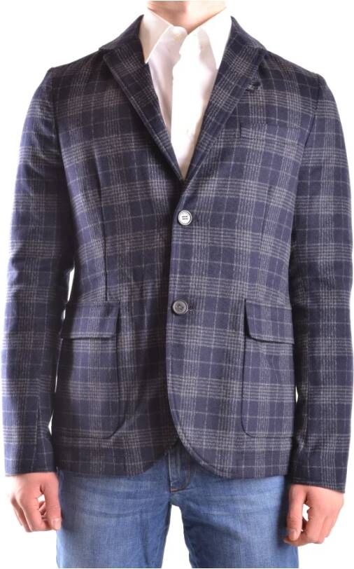 Peuterey Sportjas Multicolor Ruit Tartan Zakelijke Stijl Blauw Heren