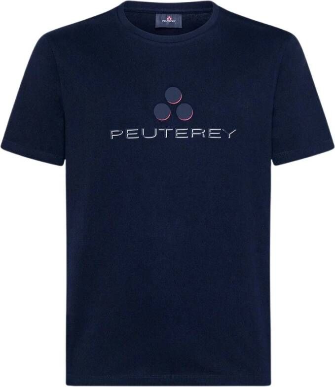 Peuterey Caprinus Katoenen T-shirt met Frontprint Blue Heren