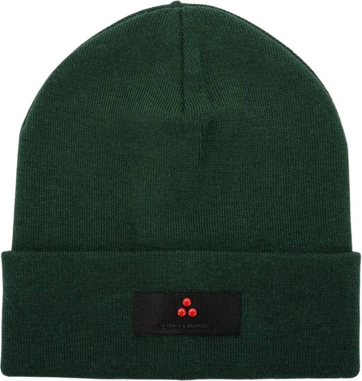 Peuterey Wool Blend gebreide hoed met logo Groen Heren