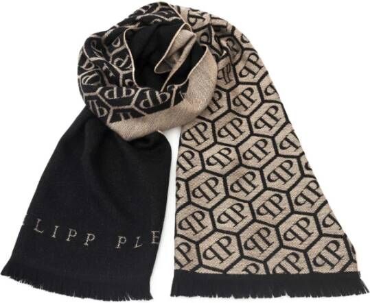 Philipp Plein Elegant Monogram Franje Sjaal Multicolor Unisex