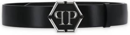 Philipp Plein logo-plaque lederen Riem Black Heren