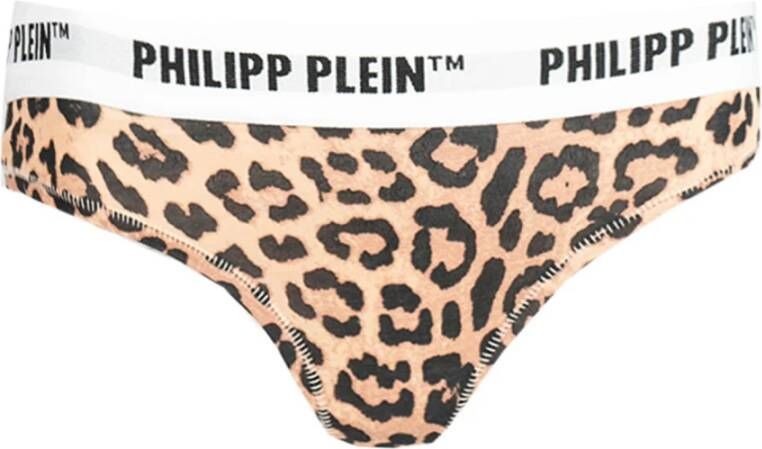 Philipp Plein Luipaardprint Tanga Slip (2-pack) Bruin Dames