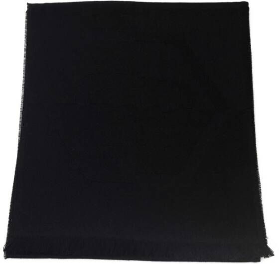 Philipp Plein Fringed Wollen Sjaal met Subtiel Logo Ontwerp Black Dames
