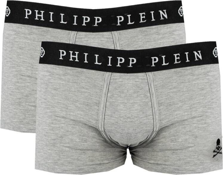 Philipp Plein Boxerset 2-Pack Hoogwaardig katoen Elastische tailleband Grijs Heren
