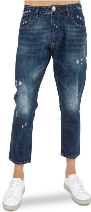 Philipp Plein Denim BLU DIM Cropped Jeans Blauw Heren