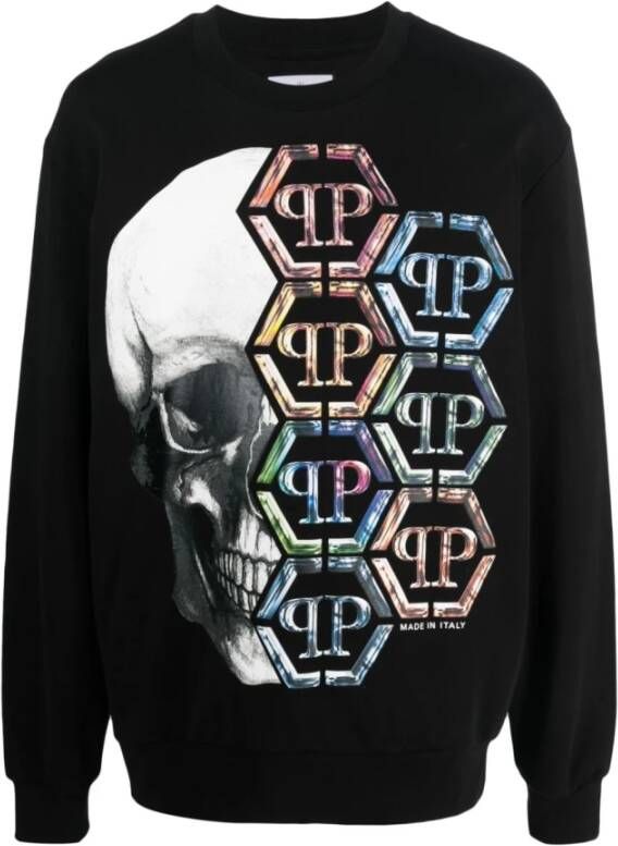 Philipp Plein Edgy Skull Design Sweatshirt Zwart Heren
