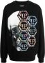 Philipp Plein Gestreept Skull Sweatshirt met Logo Black Heren - Thumbnail 1