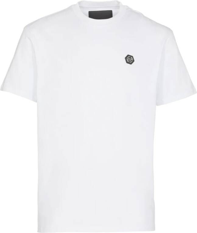 Philipp Plein Heren Wit Katoenen T-Shirt met Logo Detail Wit Heren