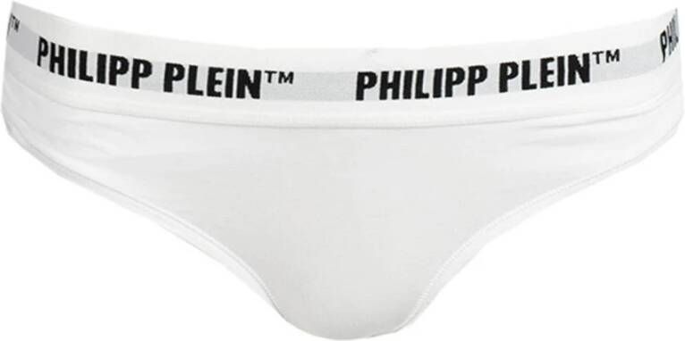 Philipp Plein Hoogwaardige Logo Tailleband Figi Slip 2-Pack White Dames