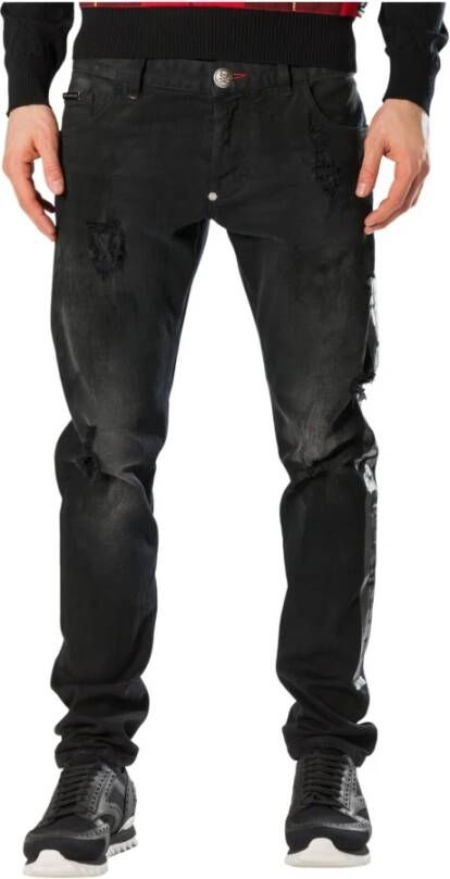 Philipp Plein Klassieke Zwarte Slim-fit Jeans Zwart Heren