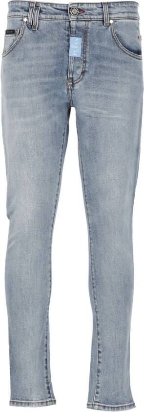 Philipp Plein Lichtblauwe Slim-Fit Katoenen Jeans Blauw Heren