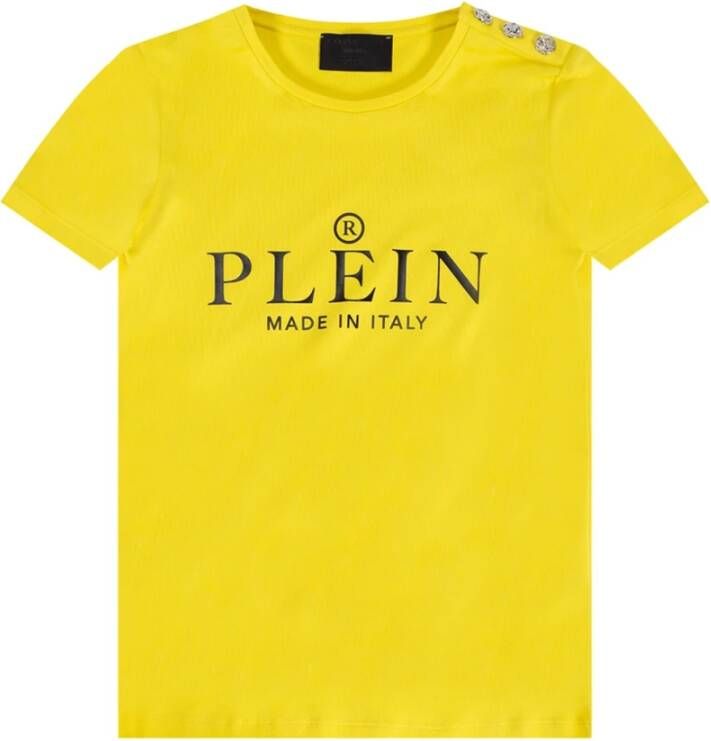 Philipp Plein Logo Print Crewneck T-Shirt Geel Dames