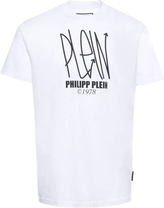 Philipp Plein Witte T-Shirt met Ronde Hals White Heren