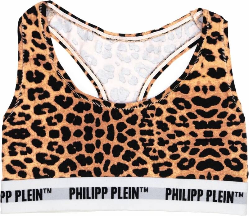 Philipp Plein Luipaardprint Bustier Sportbeha (2-Pack) Bruin Dames