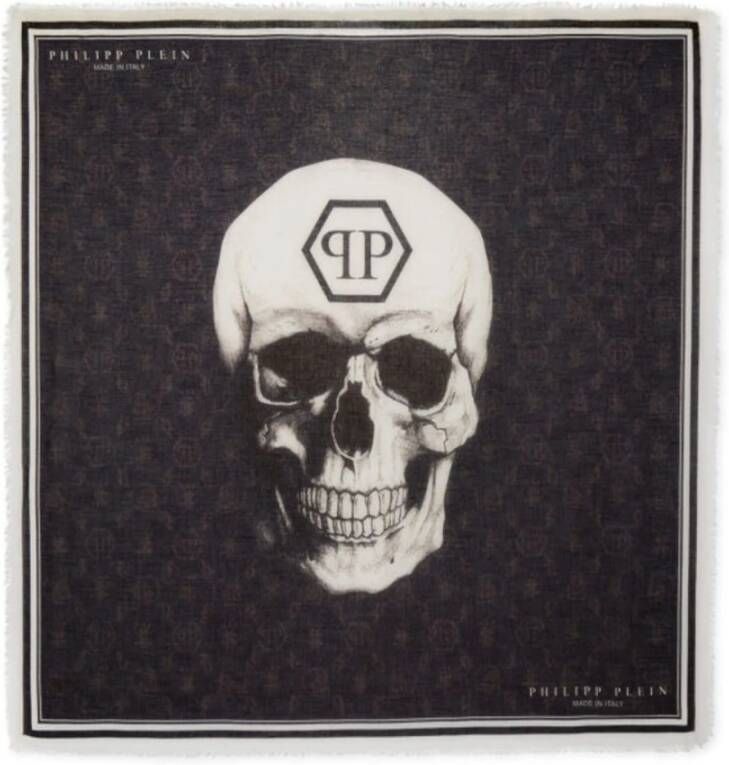Philipp Plein Maxi Skull Monogram Sjaal Zwart Unisex