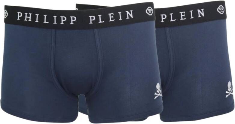 Philipp Plein Hoogwaardige katoenen boxershorts voor heren (2-pack) Blauw Heren