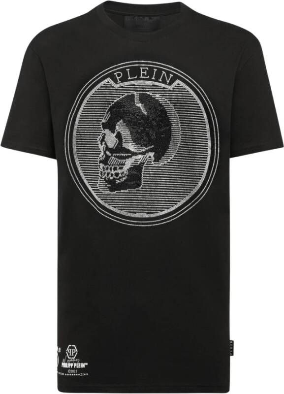 Philipp Plein Outline Skull Crystal Ronde Hals SS T-Shirt Zwart Heren