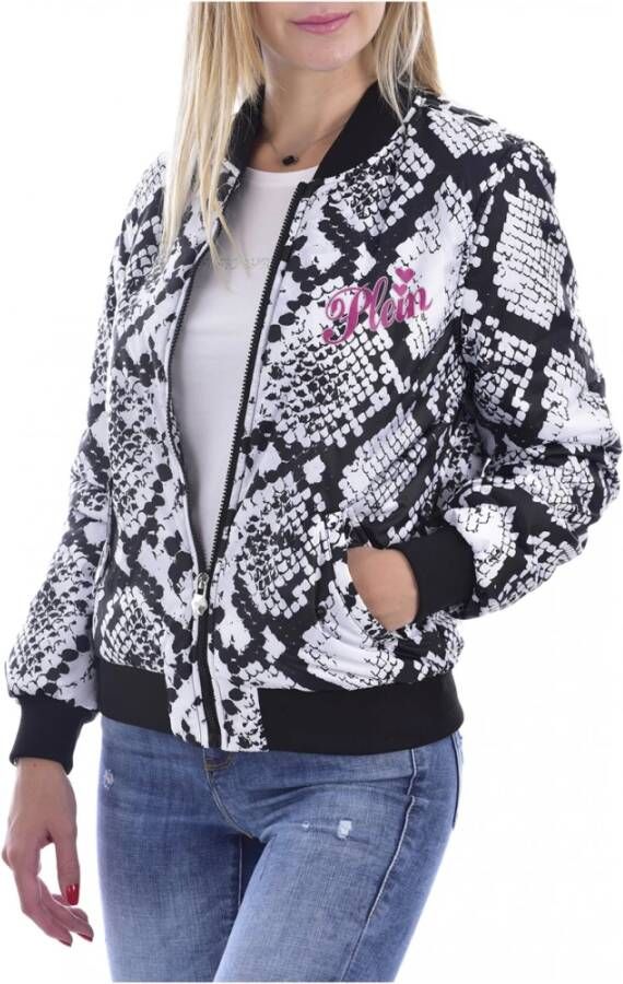 Philipp Plein Python korte bedrukte bommenwerper Black Dames