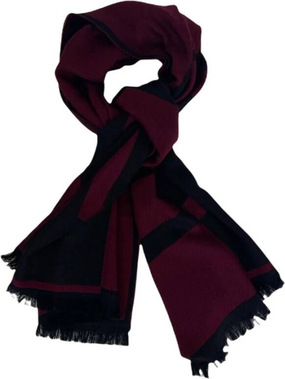 Philipp Plein Bicolore Zwart en Bordeaux Wol Sjaal met Maxi Logo Zwart Heren
