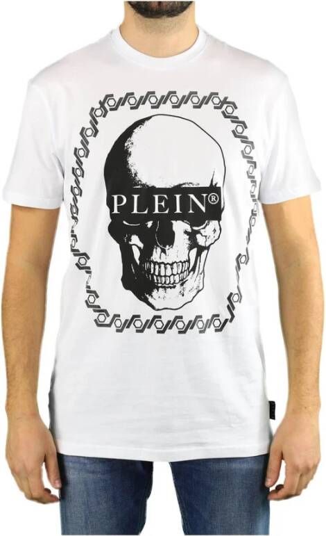 Philipp Plein Zwart T-shirt met kristallen schedel White Heren
