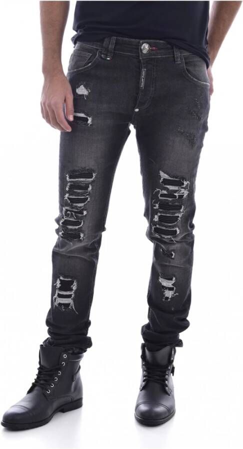 Philipp Plein Tapered Denim Jeans Black Heren