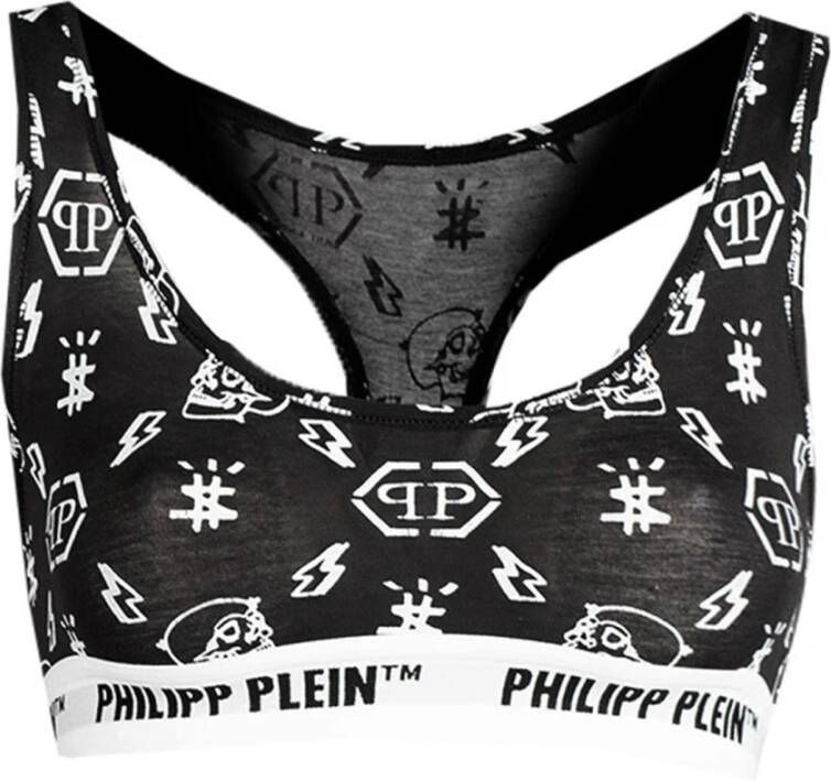 Philipp Plein Stijlvolle Bralette Set met Logo Print Zwart Dames