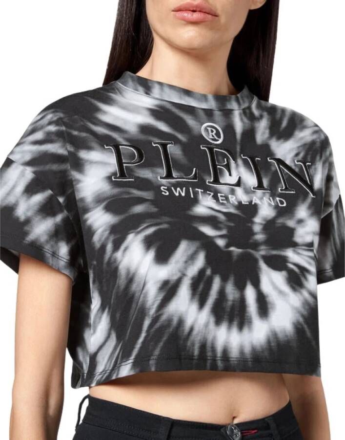 Philipp Plein Stijlvolle Crop Top voor Vrouwen Donna T-Shirt Crop Wtk2310 Zwart Dames