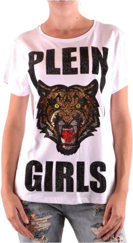 Philipp Plein Stijlvolle witte katoenen T-shirt met uniek printpatroon Wit Dames