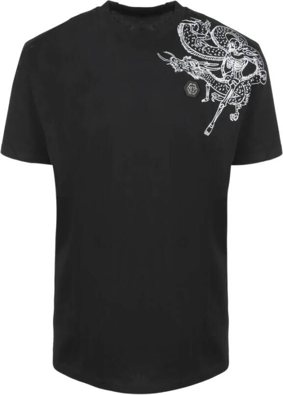 Philipp Plein T-shirt ronde nek ss borduurwerk gotisch Zwart Heren