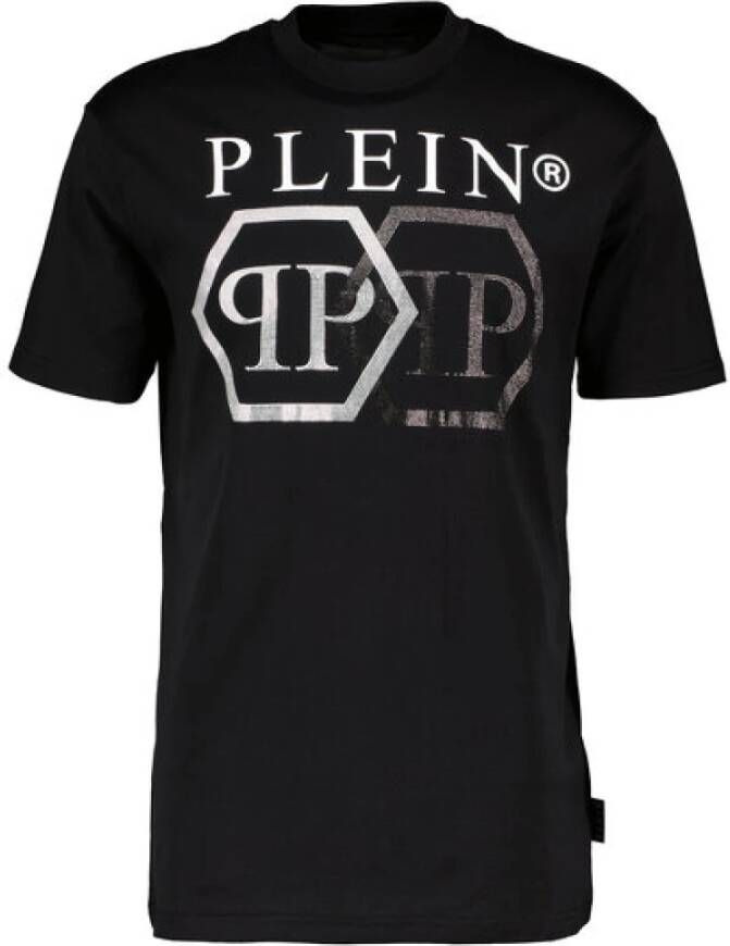 Philipp Plein T-shirt ronde nek SS stenen zeshoek Zwart Heren