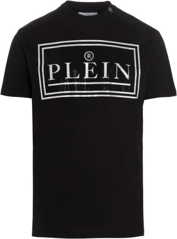 Philipp Plein Zwart T-shirt met Strass Logo Black Heren