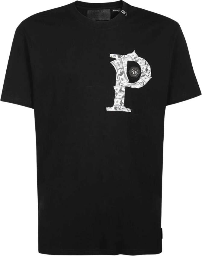 Philipp Plein T-shirt Round Neck SS Money Black Heren