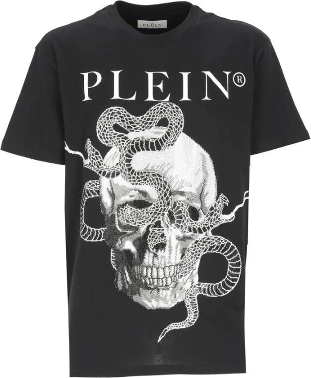 Philipp Plein Zwart SS Snake T-Shirt voor Heren Zwart Heren