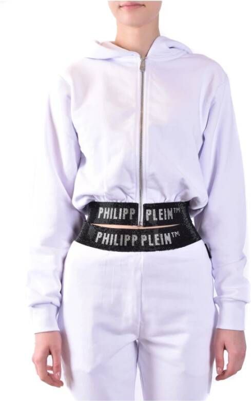 Philipp Plein Witte Blazer Rits Sweater Wit Dames