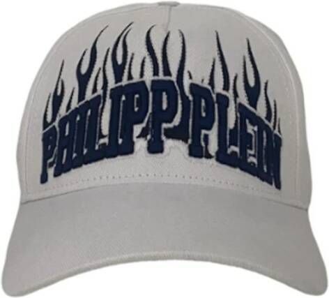 Philipp Plein Witte Herenhoed met Geborduurd Blauw Logo Limited Edition Wit Heren