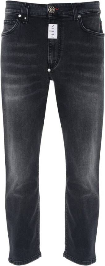 Philipp Plein Zwarte Denim met Grijze Wassing Heren Straight Jeans Zwart Heren