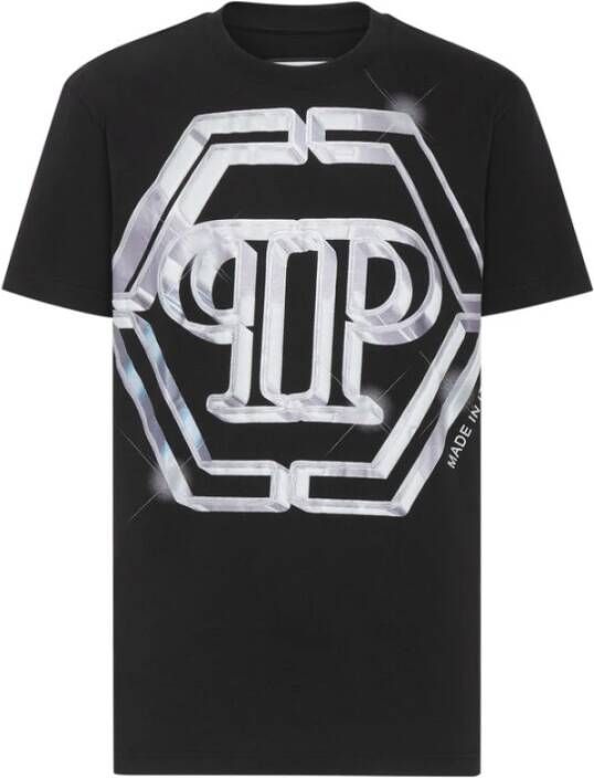 Philipp Plein Zwarte katoenen T-shirt met iconisch logo Zwart Heren