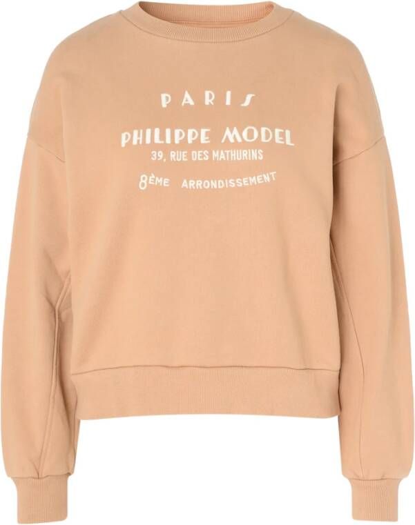 Philippe Model Beige Katoenen Sweatshirt met Geborduurd Logo Beige Dames
