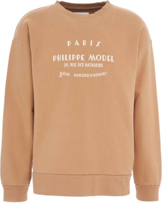 Philippe Model Heren Jersey Crew Neck Sweatshirt met Eigentijdse Elegantie Beige Heren