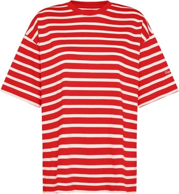 Philippe Model Gestreept Katoenen T-Shirt in Franse Stijl Red Dames