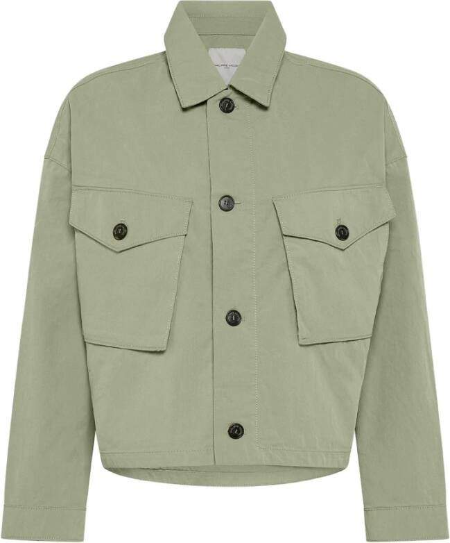 Philippe Model Moderne militaire stijl damesjas van nylon Green Dames