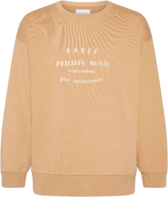 Philippe Model Heren Jersey Crew Neck Sweatshirt met Eigentijdse Elegantie Beige Heren