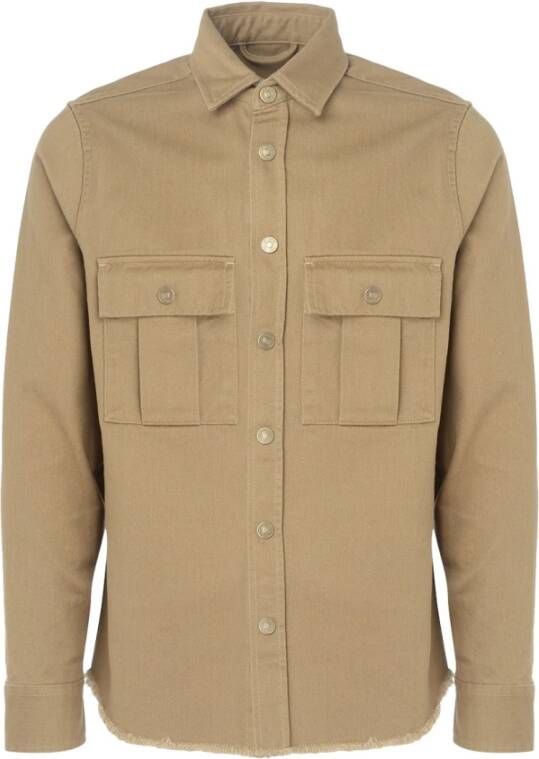 Philippe Model Militair Geïnspireerd Katoenen Overhemd Beige Heren