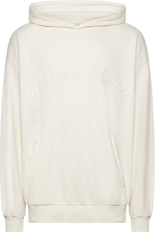 Philippe Model Jerome Broderie Hoodie van Leer Ecru White Heren