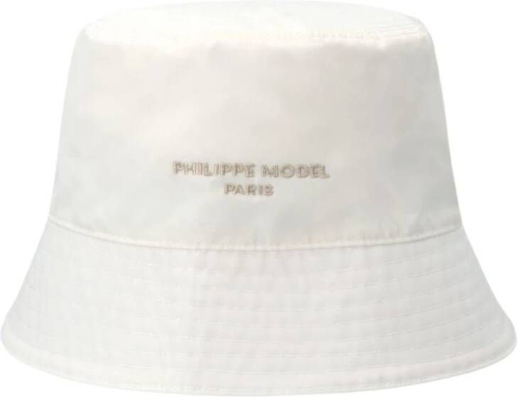 Philippe Model Rode Roos Nylon Leren Bucket Hat White Dames