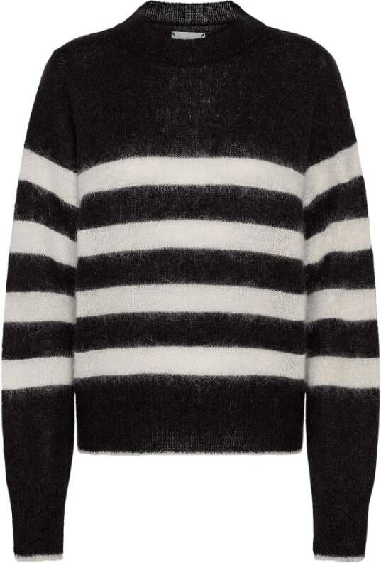 Philippe Model Rosalie Mohair Wollen Trui Zwart Crème Black Dames