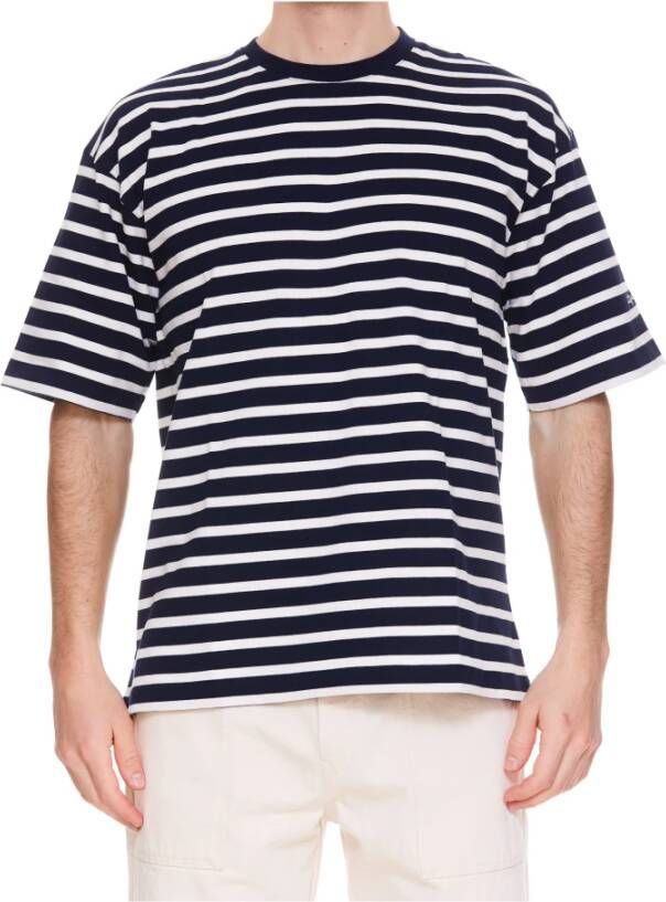 Philippe Model Gestreept Katoenen T-Shirt in Franse Stijl Blue Heren