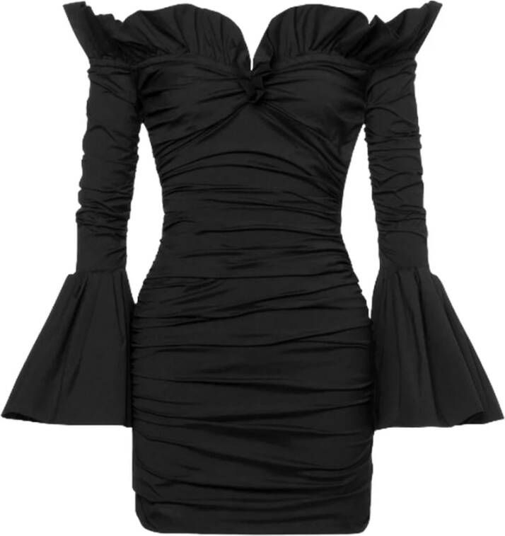 Philosophy di Lorenzo Serafini Black Taffeta Mini -jurk Zwart Dames